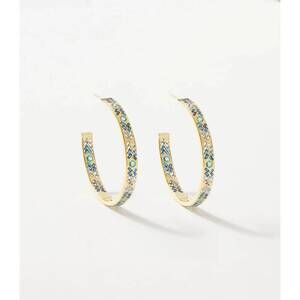 NEW NATIVE GEM women's crystal inlay hoop earrings in blue
